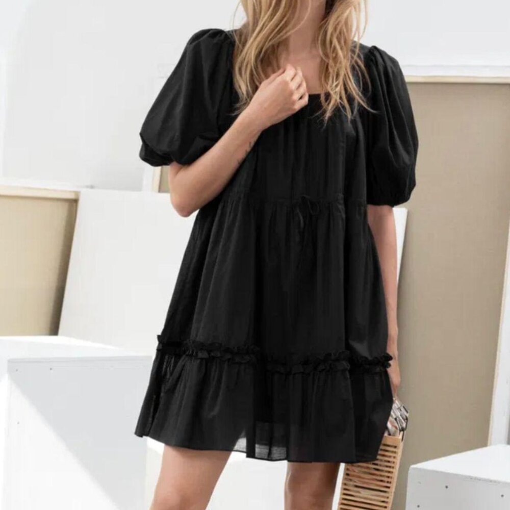& Other Stories Cotton Puff Sleeve Mini Dress